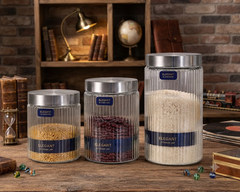 3 Piece glass jar set