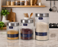 3 Piece glass jar set