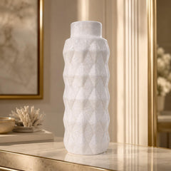 Luxury White Textured Ceramic Vase