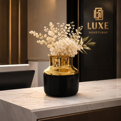 Luxury Black & Gold glass Vase