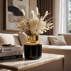 Luxury Black & Gold glass Vase