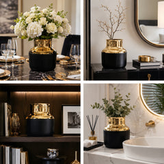 Luxury Black & Gold glass Vase