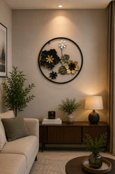 Luxury Black & Gold Floral Metal Wall Art