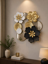 Luxury Metal Floral Wall Art with Mirrors
