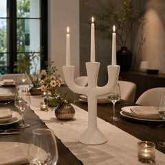 Modern White Ceramic Candelabra