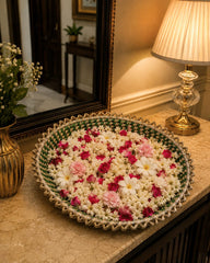 Handwoven Round Seagrass & Coated Thread Flat Basket