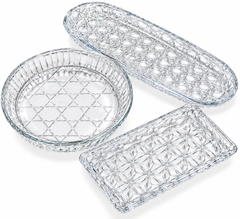 Premium Crystal Glass Serving Tray and Bowl Set