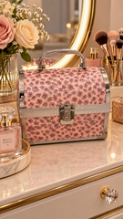 Pink Printed Jewelry Box with Lock & Handle
