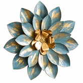 Elegant Blue & Gold Metal Flower Wall Decor