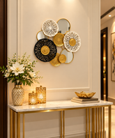 Modern Black, White & Gold Metal Wall Art with mirrors
