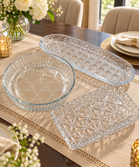 Premium Crystal Glass Serving Tray and Bowl Set