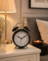 Pink & Black Classic Alarm Clock – Bedside Table Clock