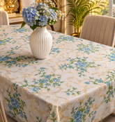 Elegant Floral Dining Table Cover – Blue & White