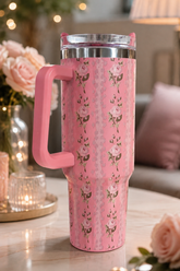 Pink Floral Travel Tumbler