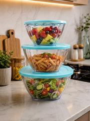 3-Piece Plastic Food Storage Bowl Set with Lids