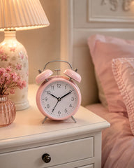 Pink & Black Classic Alarm Clock – Bedside Table Clock