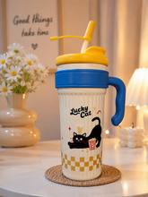 Cute Cat Cartoon Kids Tumbler with Straw