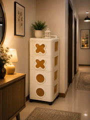4-Tier Plastic Storage Organizer with Drawers – Space Saving Cabinet
