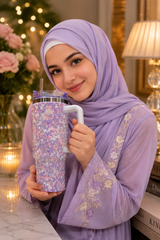 Elegant Purple Rhinestone Tumbler with Handle