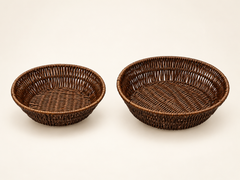 Handmade Round Cane Baskets – Set of 2