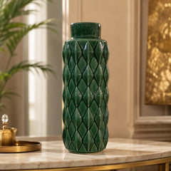 Luxury Green Textured Ceramic Vase