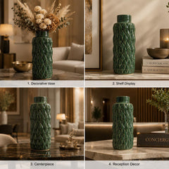 Luxury Green Textured Ceramic Vase