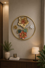 Luxury Round Metal Floral Wall Art