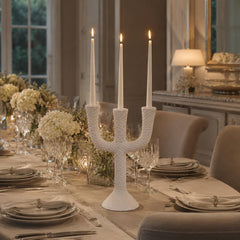 Modern White Ceramic Candelabra