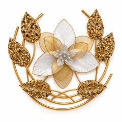 Luxury Gold & White Floral Metal Wall Art