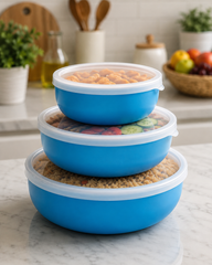 Plastic Food Storage Bowls with Lids – 3 piece containers