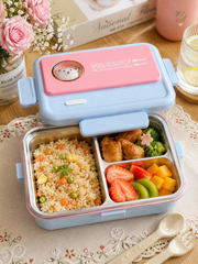 Pink 2-Compartment Stainless Steel Lunch Box for Kids