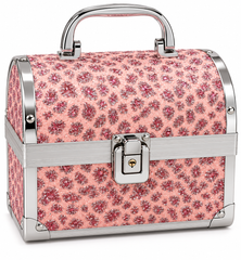 Pink Printed Jewelry Box with Lock & Handle