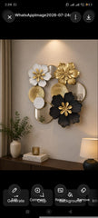 Luxury Metal Floral Wall Art with Mirrors