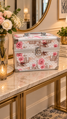 Floral Wooden Jewellery Box with Multiple Compartments