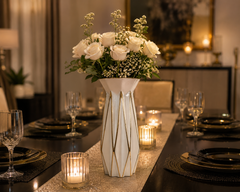 Elegant White Decorative Flower Vase
