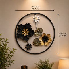 Luxury Black & Gold Floral Metal Wall Art