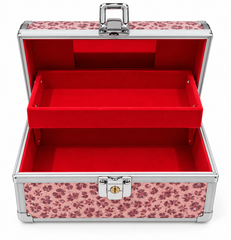 Pink Printed Jewelry Box with Lock & Handle