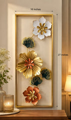 Modern Gold Framed Vertical Wall Hanging Decor