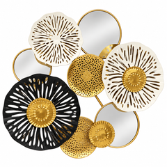 Modern Black, White & Gold Metal Wall Art with mirrors