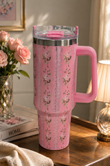 Pink Floral Travel Tumbler