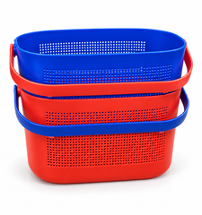 Set of 2 Plastic Storage Baskets with Handles – Red & Blue