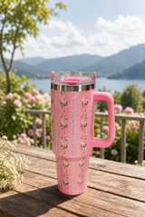 Pink Floral Travel Tumbler