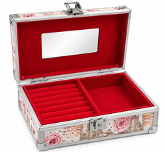 Luxury Floral Jewelry Box – Red Velvet Jewelry Organizer & Storage Case