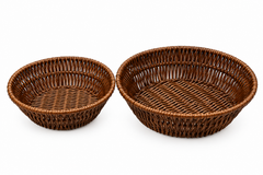 Handmade Round Cane Baskets – Set of 2