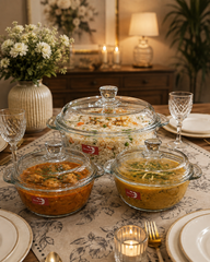Glass Serving Bowl Set with Lids – 3 Piece
