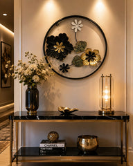 Luxury Black & Gold Floral Metal Wall Art
