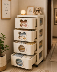 4-Tier Plastic Storage Organizer with Drawers – Space Saving Cabinet